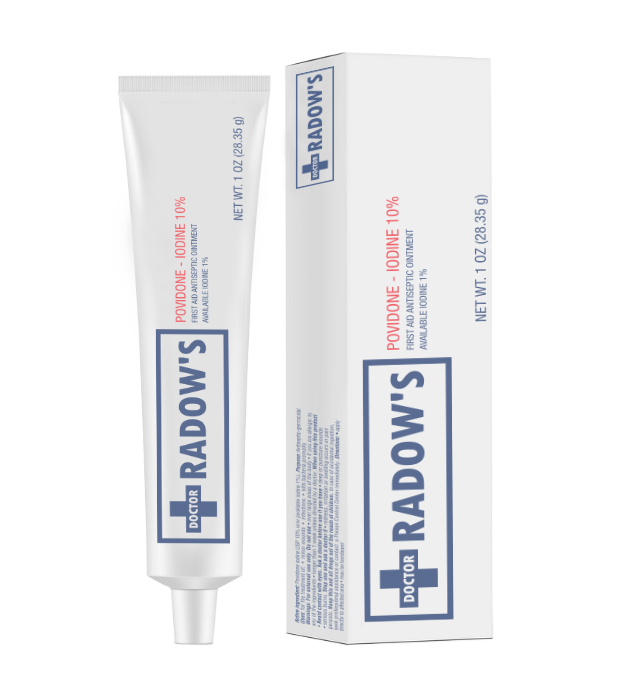 Doctor Radow’s Povidone Iodine First Aid Antiseptic Ointment 10% 3X Faster Healing, No Sting, Best for cuts, scrapes, burns, surgical and diabetic wounds, bed sores, pressure sores, ulcers (1 oz tube).